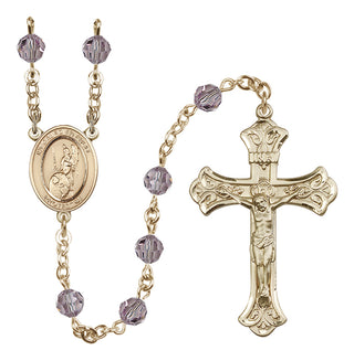 14 Karat Gold-Filled 6mm Austrian Crystal Guardian Angel of the World Rosary in Light Amethyst