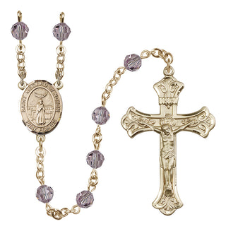 14 Karat Gold-Filled 6mm Austrian Crystal Saint Medard of Noyon Rosary in Light Amethyst