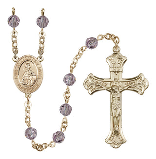 14 Karat Gold-Filled 6mm Austrian Crystal Saint Edmund of East Anglia Rosary in Light Amethyst