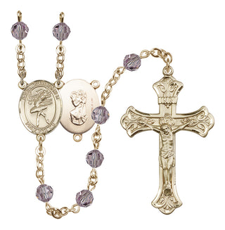 14 Karat Gold-Filled 6mm Austrian Crystal Saint Christopher/Dance Rosary in Light Amethyst