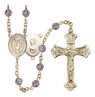 14 Karat Gold-Filled 6mm Austrian Crystal Saint Christopher/Lacrosse Rosary in Light Amethyst