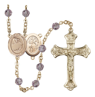 14 Karat Gold-Filled 6mm Austrian Crystal Saint Sebastian/Gymnastics Rosary in Light Amethyst