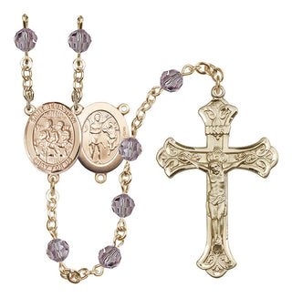 14 Karat Gold-Filled 6mm Austrian Crystal Saint Sebastian / Choir Rosary in Light Amethyst