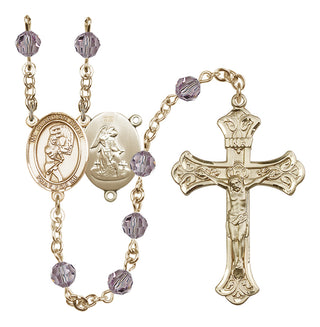 14 Karat Gold-Filled 6mm Austrian Crystal Guardian Angel/Softball Rosary in Light Amethyst
