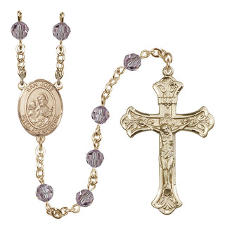 14 Karat Gold 6mm Austrian Crystal San Jose Rosary in Light Amethyst