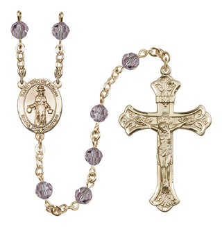 14 Karat Gold 6mm Austrian Crystal Saint Nino de Atocha Rosary in Light Amethyst