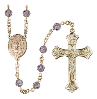 14 Karat Gold 6mm Austrian Crystal Saint Maron Rosary in Light Amethyst