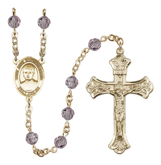 14 Karat Gold 6mm Austrian Crystal Saint Jose Sanchez del Rio Rosary in Light Amethyst