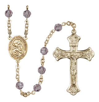 14 Karat Gold 6mm Austrian Crystal Our Lady of the Precious Blood Rosary in Light Amethyst