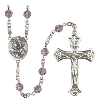 Sterling Silver 6mm Austrian Crystal San Antonio Rosary in Light Amethyst