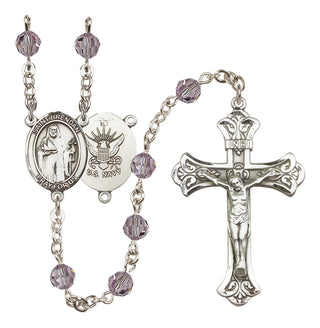 Sterling Silver 6mm Saint Brendan the Navigator/Navy Rosary