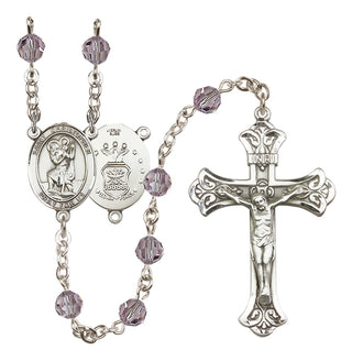 Sterling Silver 6mm Saint Christopher / Air Force Rosary