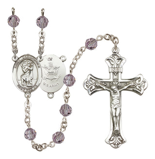 Sterling Silver 6mm Saint Christopher / Army Rosary
