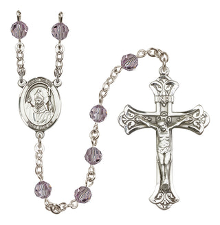Sterling Silver 6mm Austrian Crystal Saint David of Wales Rosary in Light Amethyst