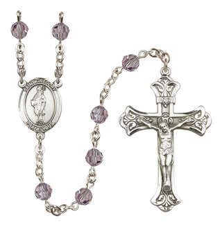 Sterling Silver 6mm Austrian Crystal Saint Gregory the Great Rosary in Light Amethyst