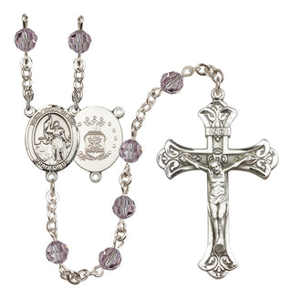 Sterling Silver 6mm Austrian Crystal Saint Joan of Arc / Air Force Rosary in Light Amethyst