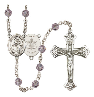 Sterling Silver 6mm Austrian Crystal Saint Joan of Arc / Army Rosary in Light Amethyst