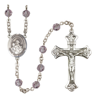 Sterling Silver 6mm Austrian Crystal San Jose Rosary in Light Amethyst