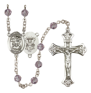 Sterling Silver 6mm Saint Michael / Navy Rosary