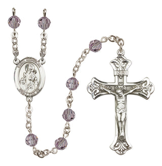 Sterling Silver 6mm Austrian Crystal Saint Nicholas Rosary in Light Amethyst