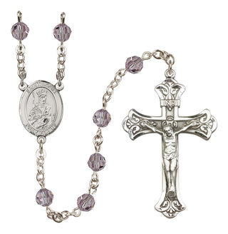 Sterling Silver 6mm Austrian Crystal Saint Louis Rosary in Light Amethyst