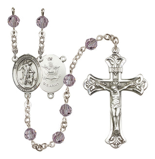 Sterling Silver 6mm Austrian Crystal Guardian Angel / Army Rosary in Light Amethyst