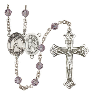 Sterling Silver 6mm Saint Sebastian/Baseball Rosary