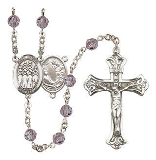 Sterling Silver 6mm Austrian Crystal Saint Cecilia / Choir Rosary in Light Amethyst