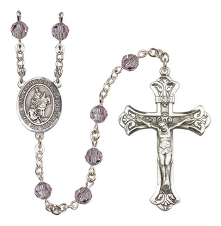 Sterling Silver 6mm Austrian Crystal San Martin Caballero Rosary in Light Amethyst