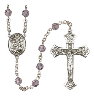 Sterling Silver 6mm Austrian Crystal Saint Germaine Cousin Rosary in Light Amethyst