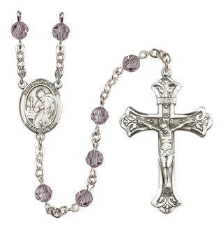 Sterling Silver 6mm Austrian Crystal Saint Alphonsus Rosary in Light Amethyst