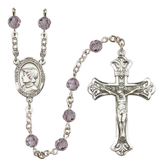 Sterling Silver 6mm Austrian Crystal Saint Elizabeth Ann Seton Rosary in Light Amethyst