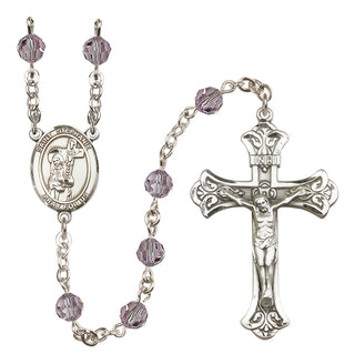 Sterling Silver 6mm Austrian Crystal Saint Stephanie Rosary in Light Amethyst