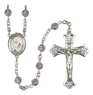Sterling Silver 6mm Austrian Crystal Saint Madeline Sophie Barat Rosary in Light Amethyst