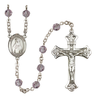 Sterling Silver 6mm Austrian Crystal Saint Hildegard von Bingen Rosary in Light Amethyst