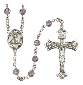 Sterling Silver 6mm Austrian Crystal Our Lady of San Juan Rosary in Light Amethyst