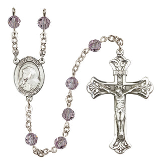 Sterling Silver 6mm Austrian Crystal Saint Bruno Rosary in Light Amethyst
