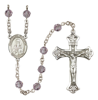 Sterling Silver 6mm Austrian Crystal Saint Basil the Great Rosary in Light Amethyst
