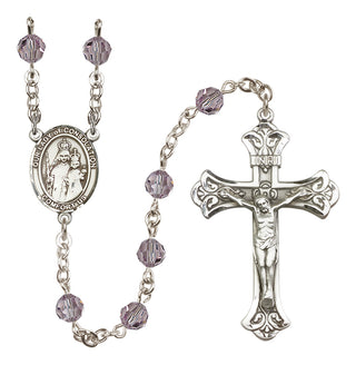 Sterling Silver 6mm Austrian Crystal Our Lady of Consolation Rosary in Light Amethyst
