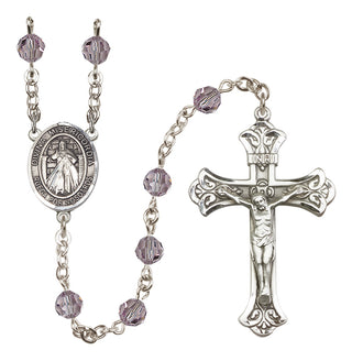 Sterling Silver 6mm Austrian Crystal Divina Misericordia Rosary in Light Amethyst