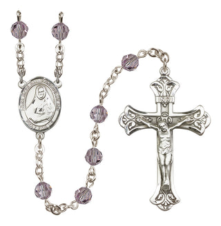 Sterling Silver 6mm Austrian Crystal Saint Rose Philippine Duchesne Rosary in Light Amethyst