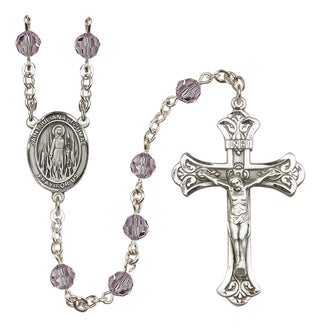Sterling Silver 6mm Austrian Crystal Saint Juliana of Cumae Rosary in Light Amethyst