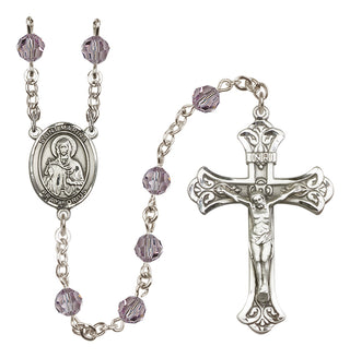 Sterling Silver 6mm Austrian Crystal Saint Marina Rosary in Light Amethyst