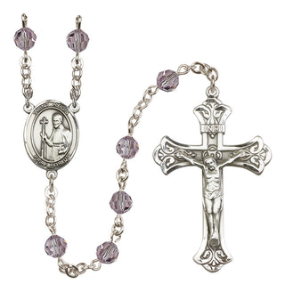 Sterling Silver 6mm Austrian Crystal Saint Regis Rosary in Light Amethyst