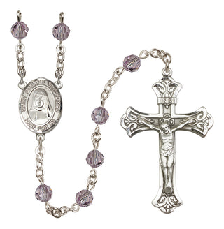 Sterling Silver 6mm Austrian Crystal Saint Pauline Visintainer Rosary in Light Amethyst