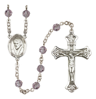 Sterling Silver 6mm Austrian Crystal Saint Peter Canisius Rosary in Light Amethyst