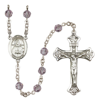 Sterling Silver 6mm Austrian Crystal Saint Daria Rosary in Light Amethyst