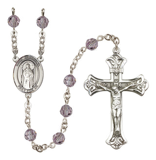 Sterling Silver 6mm Austrian Crystal Saint Seraphina Rosary in Light Amethyst