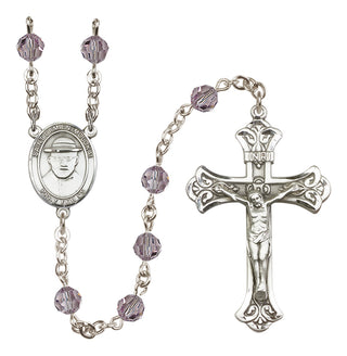 Sterling Silver 6mm Saint Damien of Molokai  Engraved Catholic Rosaries