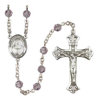 Sterling Silver 6mm Austrian Crystal Saint Mary Mackillop Rosary in Light Amethyst